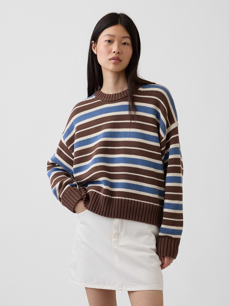 Image number 1 showing, 100% Cotton Oversized Crop Sweater