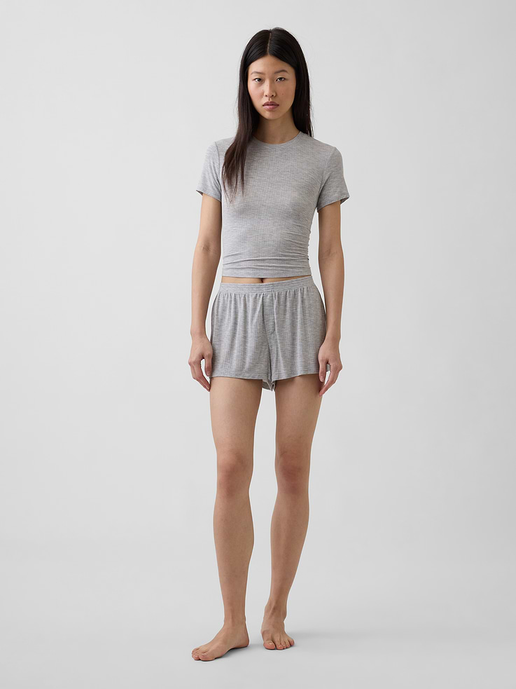 Image number 1 showing, SoftMade Modal Rib PJ Shorts