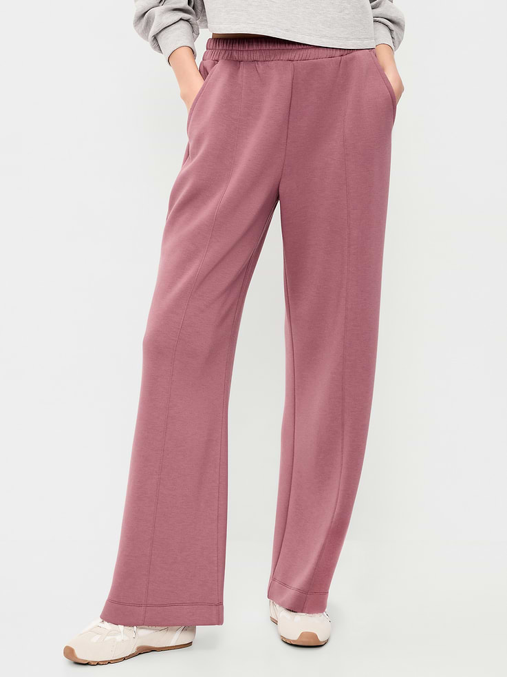 Image number 1 showing, High-Waisted Bounce Fleece Wide-Leg Sweatpants