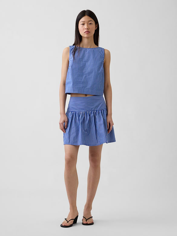 Poplin Drop-Waist Mini Skort