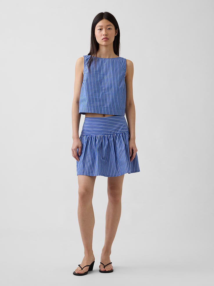 Image number 1 showing, Poplin Drop-Waist Mini Skort