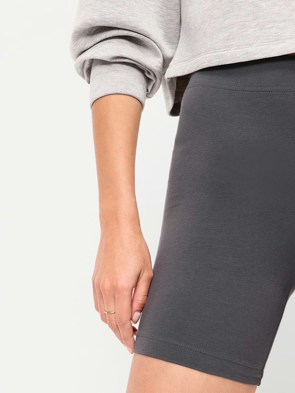 High-Waisted Jersey Biker Shorts -- 6-inch inseam