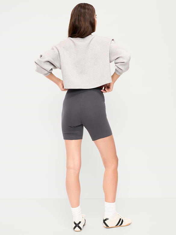 High-Waisted Jersey Biker Shorts -- 6-inch inseam