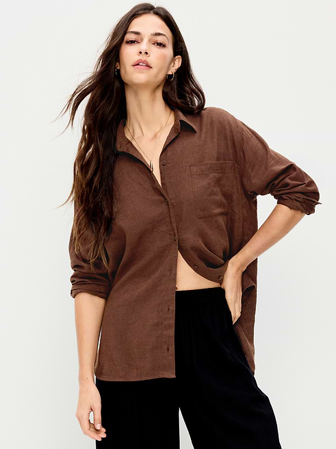 Linen Linen-Blend Loose Button-Down Shirt on clearance at Old Navy — 30% off