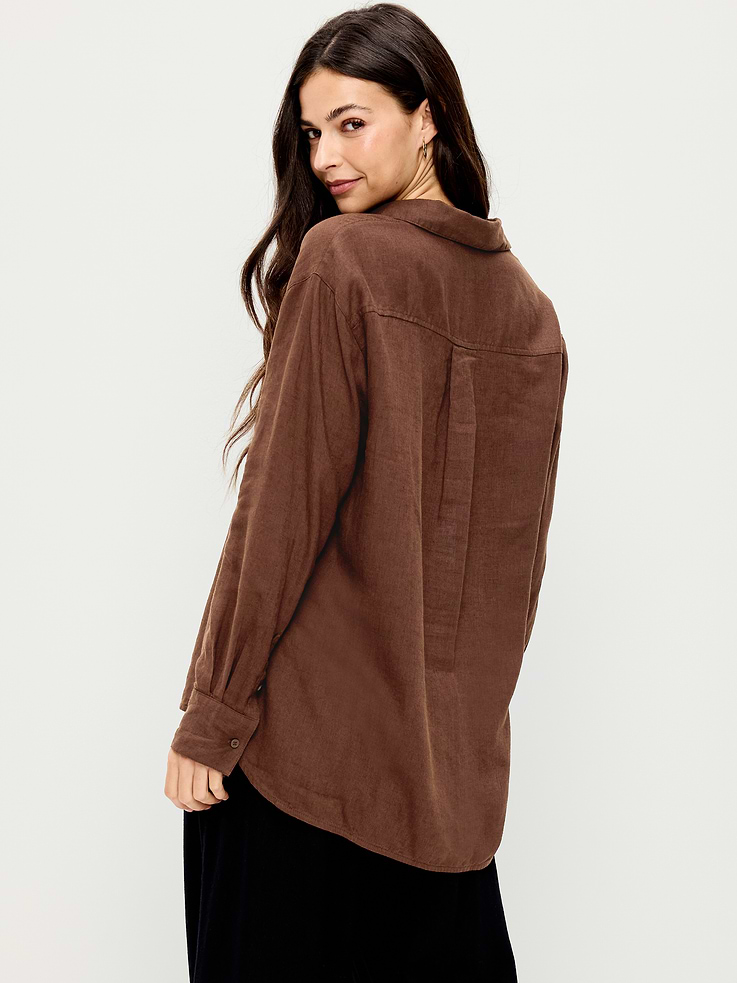 Image number 2 showing, Linen-Blend Loose Button-Down Shirt