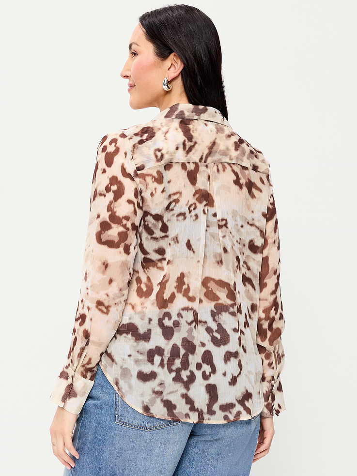 Image number 5 showing, Chiffon Sheer Button-Down Shirt