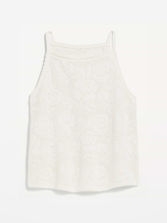 Seaside Cotton Open-Weave Apron Tank Top