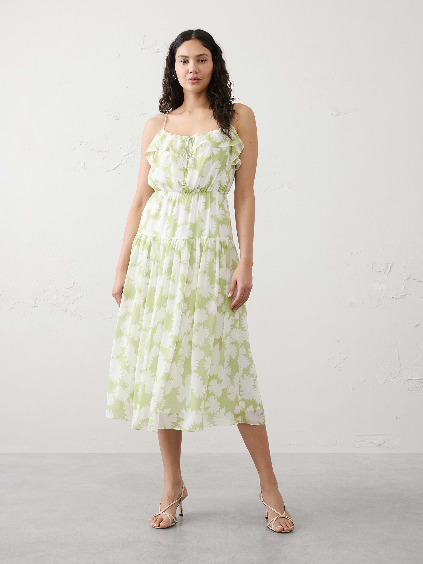 Image number 1 showing, Chiffon Ruffle Midi Dress