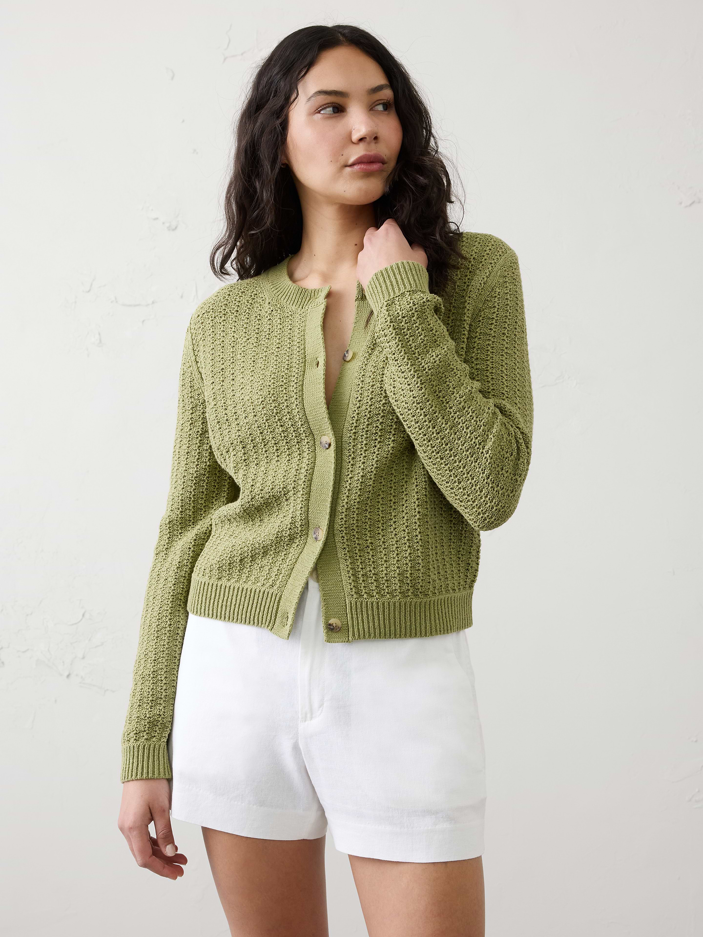 Image number 1 showing, Cotton-Blend Textured Cardigan