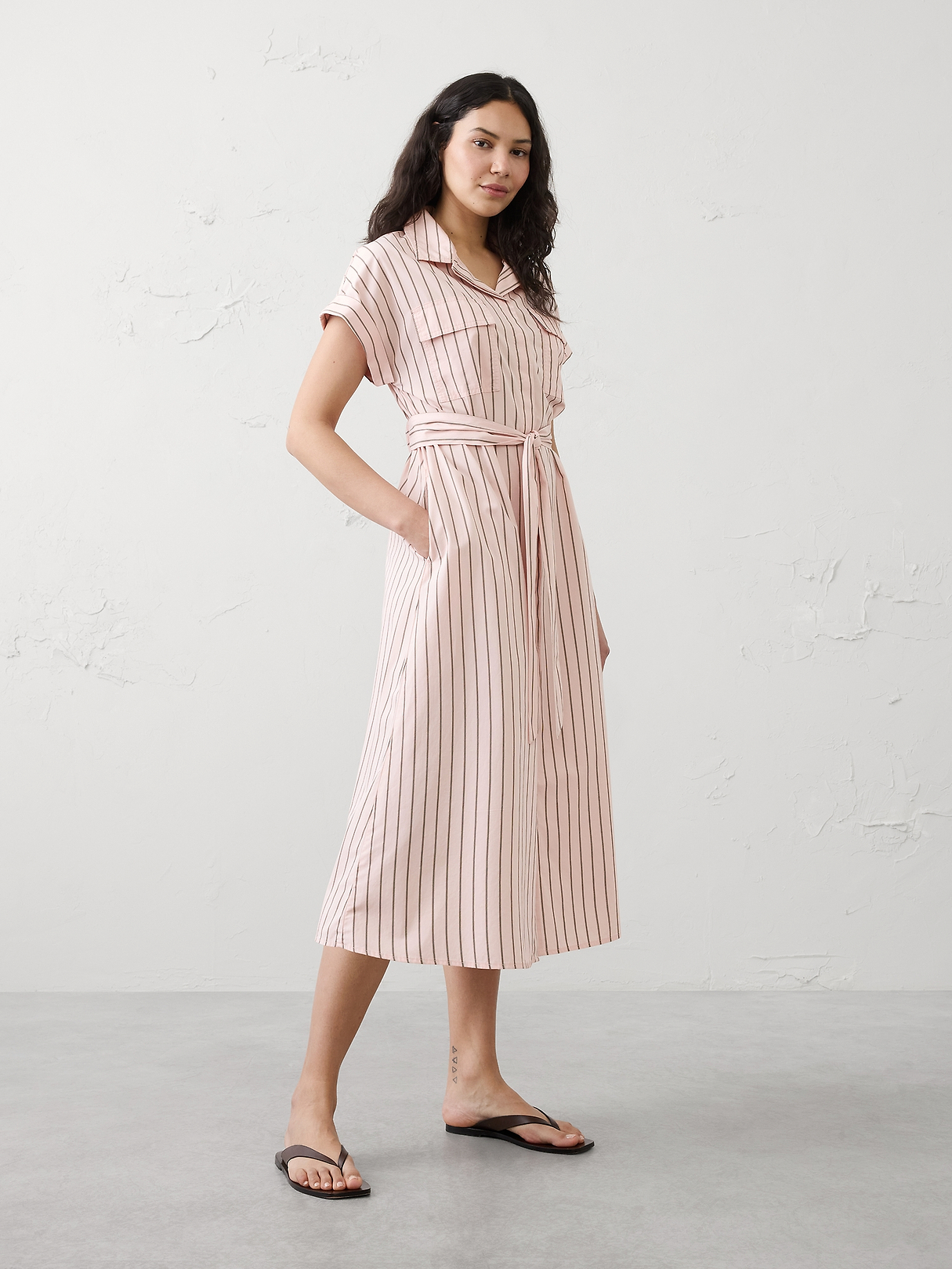 Poplin Utility Midi Shirtdress | Banana Republic Factory