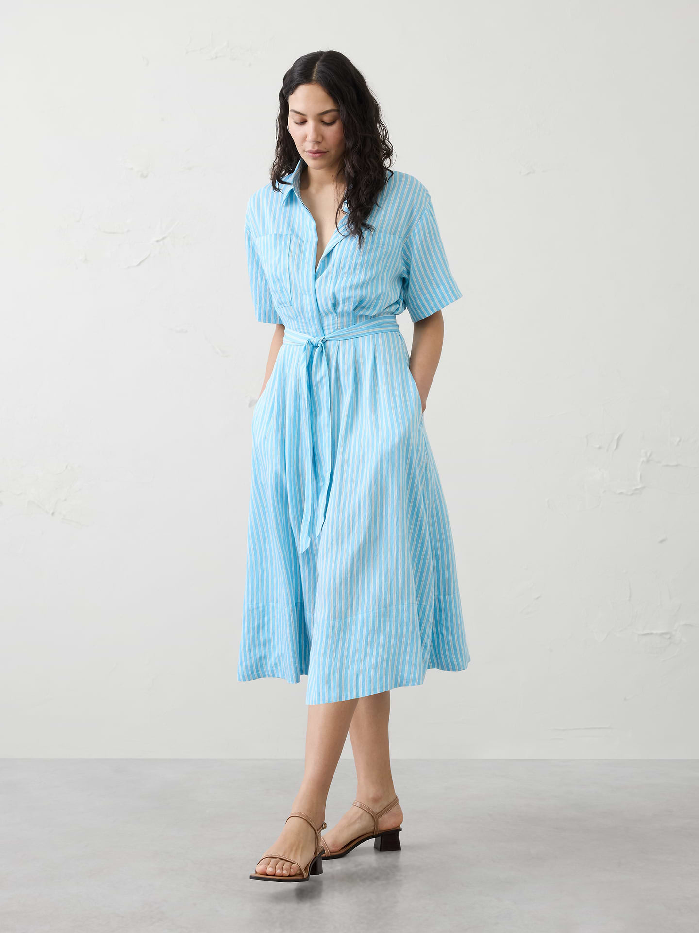 Image number 1 showing, Pleated Midi Shirtdress