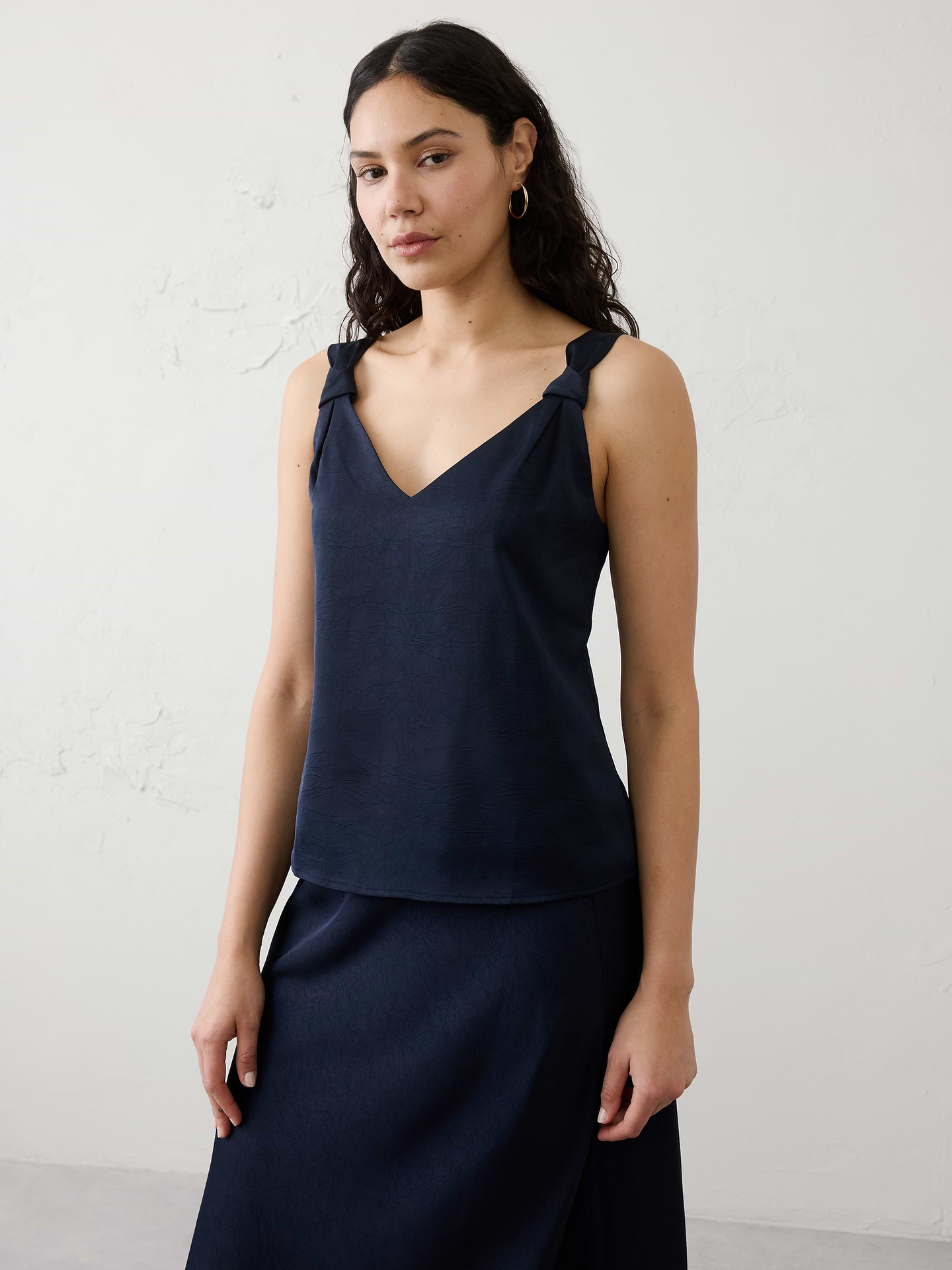 Image number 1 showing, Knotted V-Neck Top