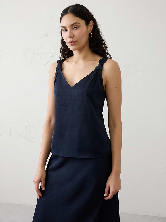 Knotted V-Neck Top
