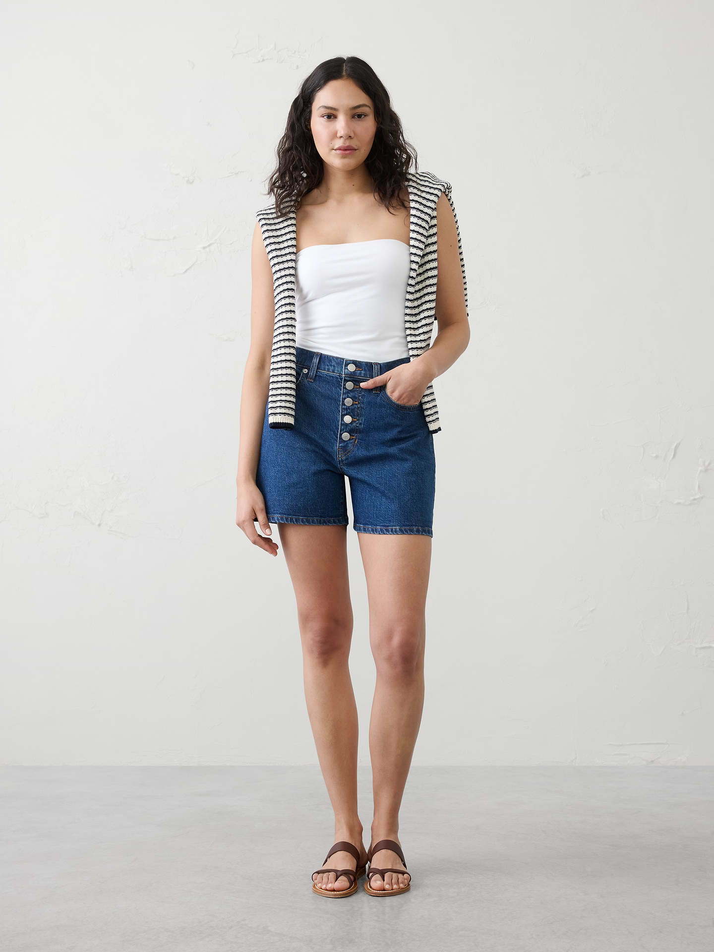Image number 1 showing, High-Rise Denim Short