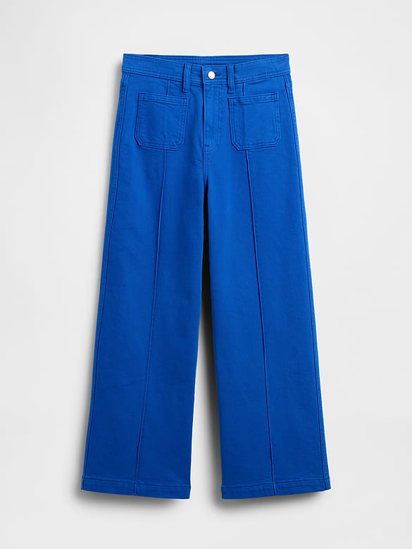 High Rise Stride Wide-Leg Ankle Jeans