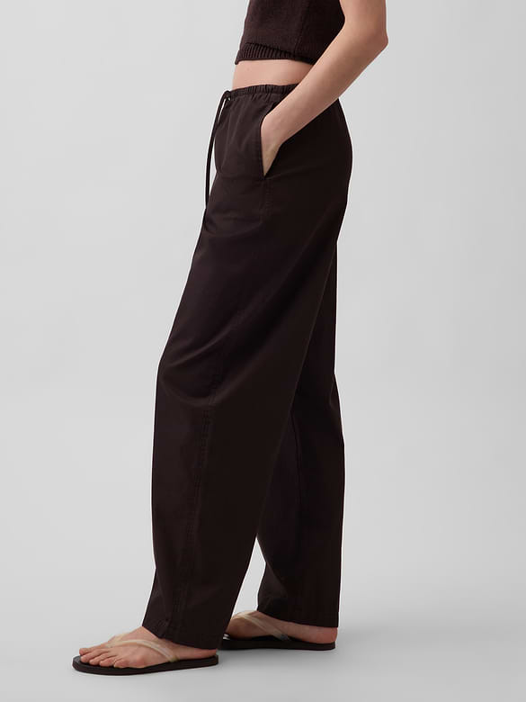 Poplin Easy Barrel Pants