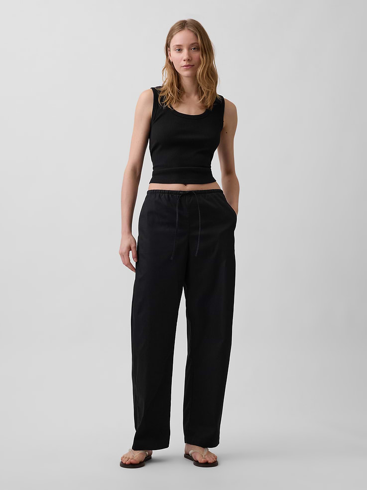 Image number 1 showing, Poplin Easy Barrel Pants