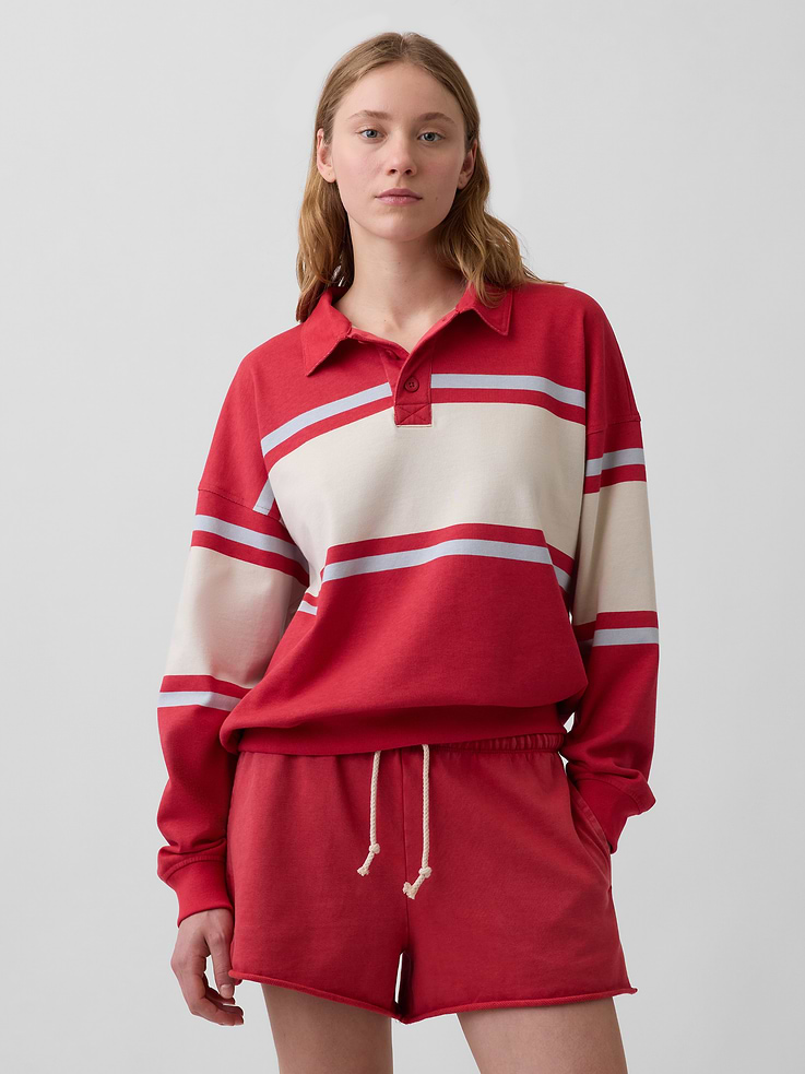 Image number 1 showing, VintageSoft Terry Oversized Polo Sweatshirt