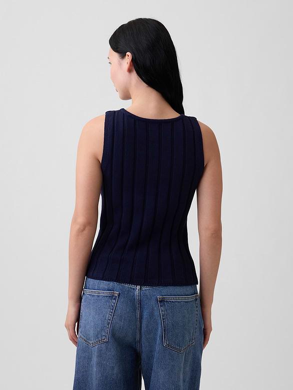 Relaxed Ribbed Boatneck Tank Top