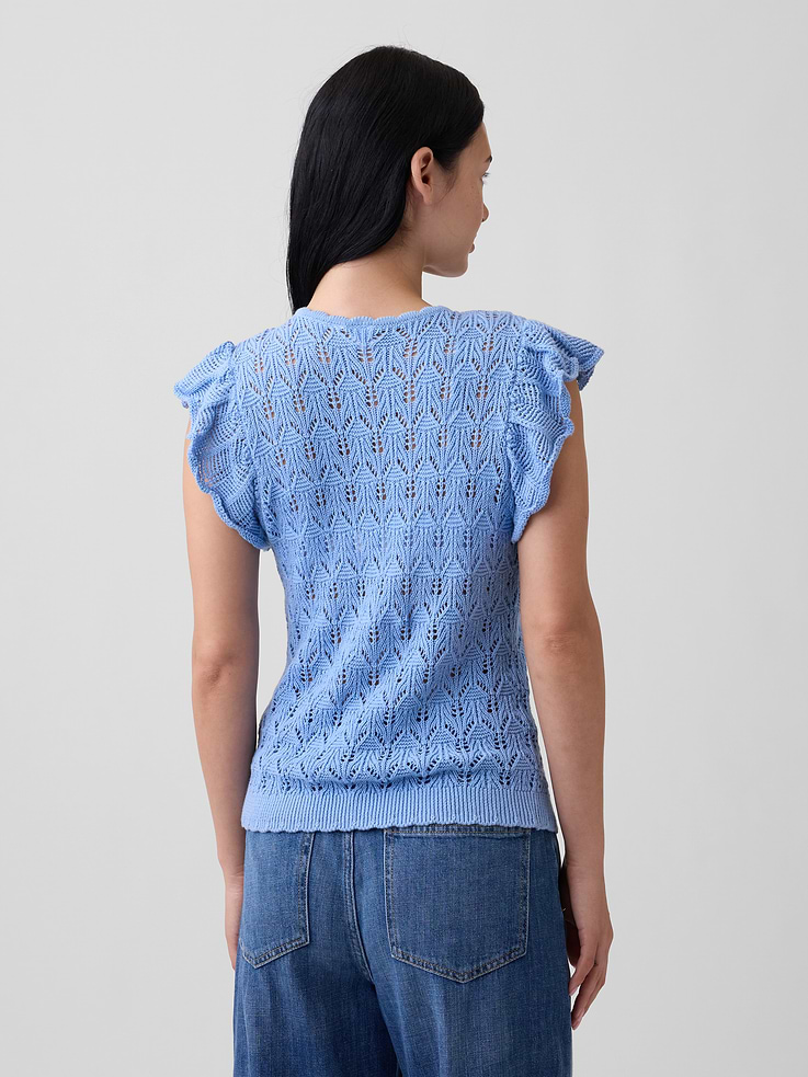 Image number 2 showing, Crochet Flutter Sleeve Top