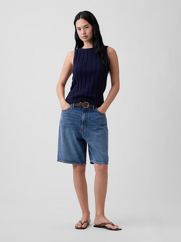 Relaxed Ribbed Boatneck Tank Top