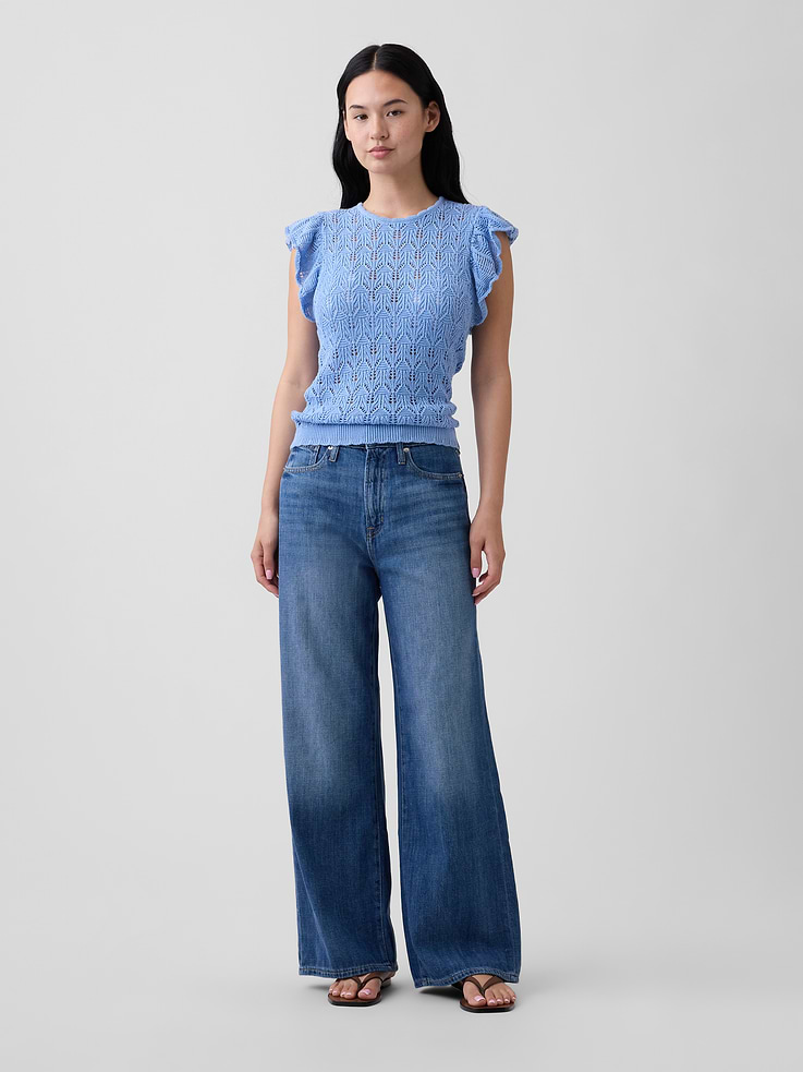 Image number 3 showing, Crochet Flutter Sleeve Top