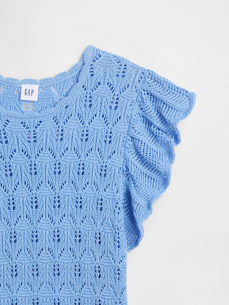 Image number 4 showing, Crochet Flutter Sleeve Top