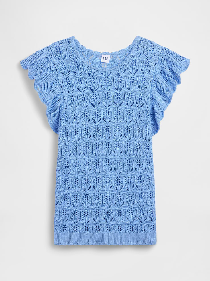 Image number 5 showing, Crochet Flutter Sleeve Top