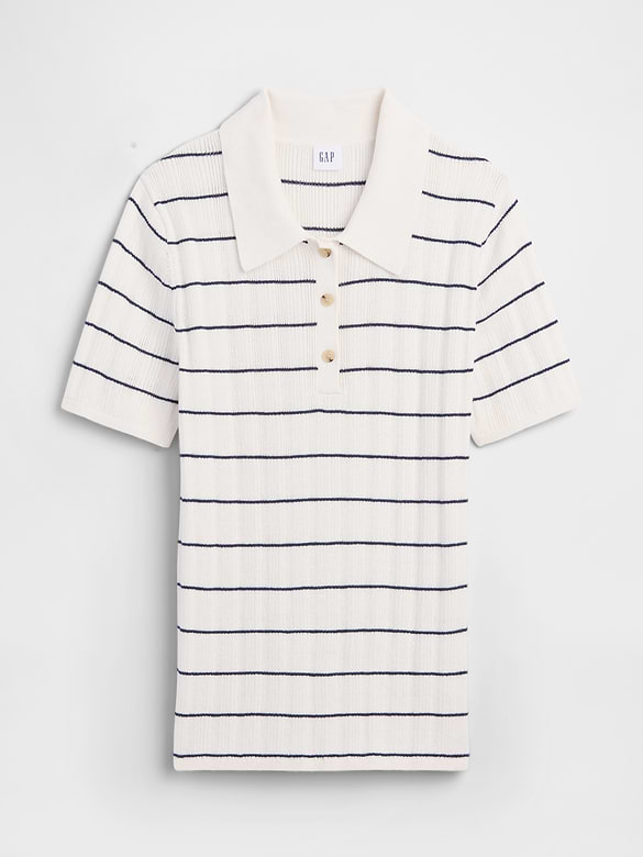 Ribbed Sweater Polo Shirt
