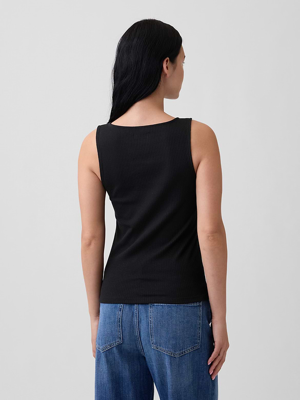 Ribbed Button-Up Top