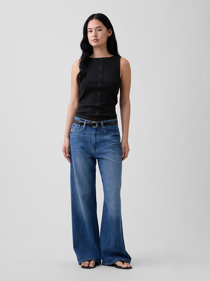 Image 3 of 5, Ribbed Button-Up Top