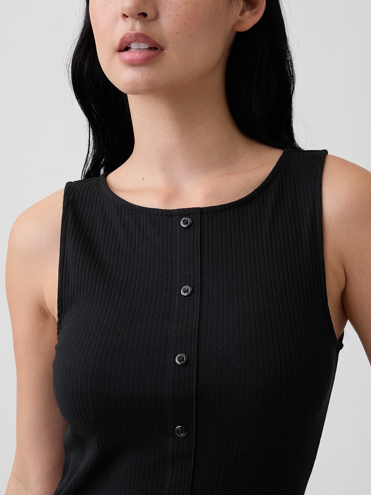 Image 4 of 5, Ribbed Button-Up Top
