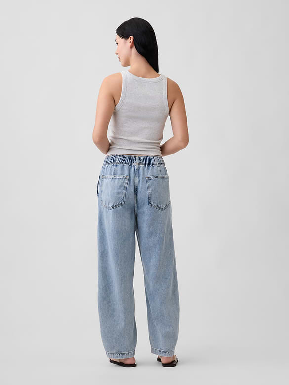 Mid Rise SuperSoft Pull-On Barrel Jeans