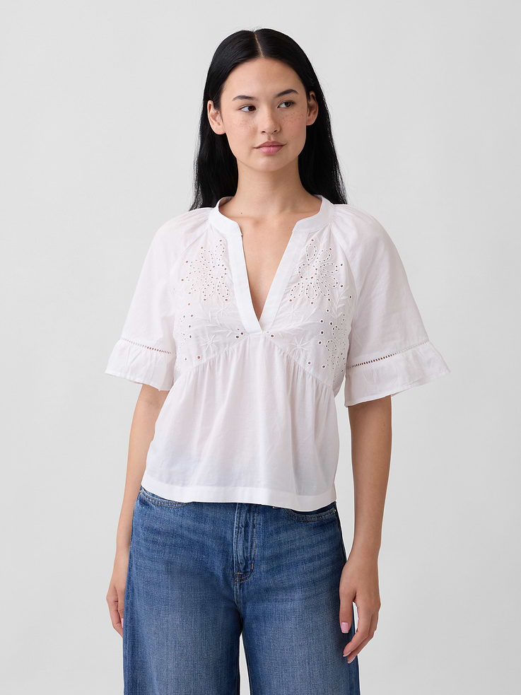 Image number 1 showing, Relaxed Eyelet Top