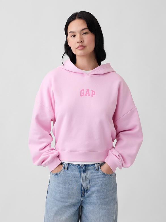 Relaxed Gap Mini-Logo Cropped Hoodie