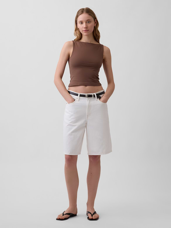 CloseKnit Jersey Boatneck Crop Tank Top