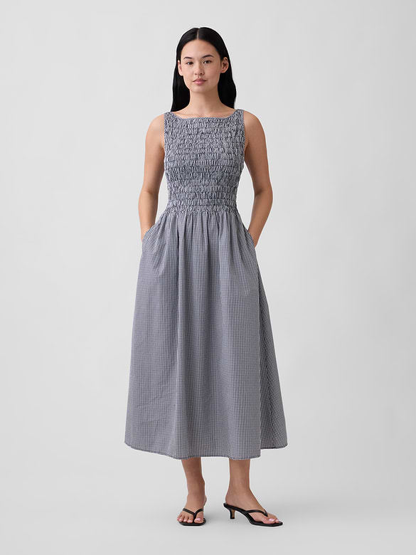 Smocked Boatneck Maxi Dress