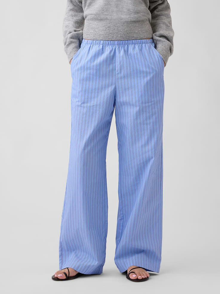 Image number 2 showing, Mid Rise Pull-On Stripe Poplin Pants