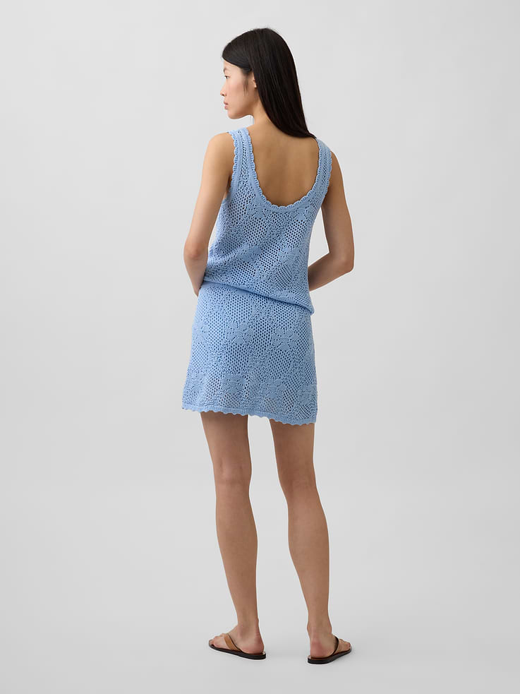 Image number 2 showing, 100% Cotton Pointelle Mini Sweater Skort