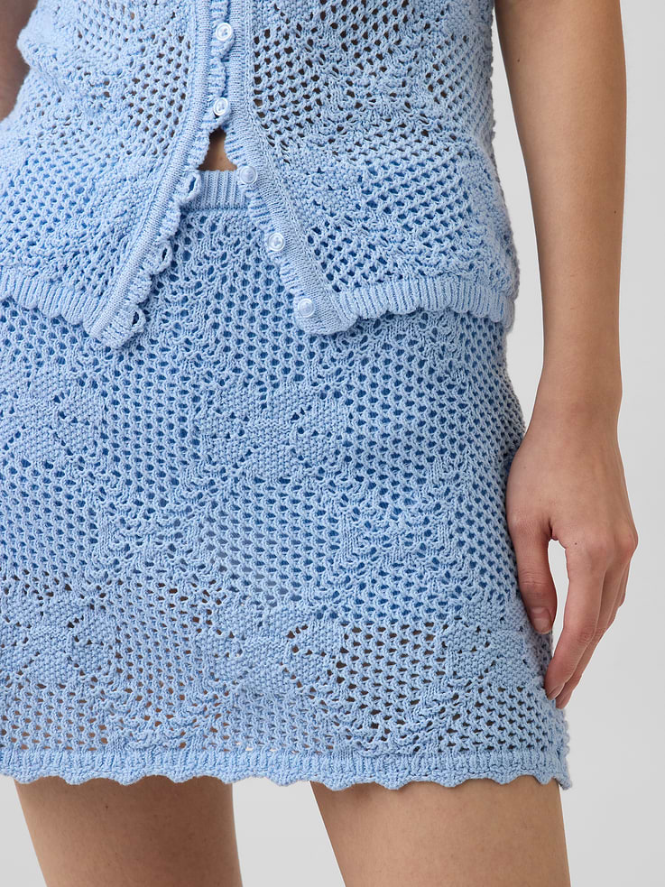 Image number 4 showing, 100% Cotton Pointelle Mini Sweater Skort