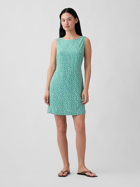 Gap Factory Women's Print Sleeveless Mini Dress Green Floral Size XL