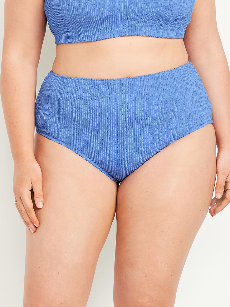 L'image numéro 7 présente Culotte de bikini côtelée à taille haute