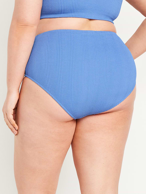 High-Waisted Ribbed Bikini Swim Bottoms