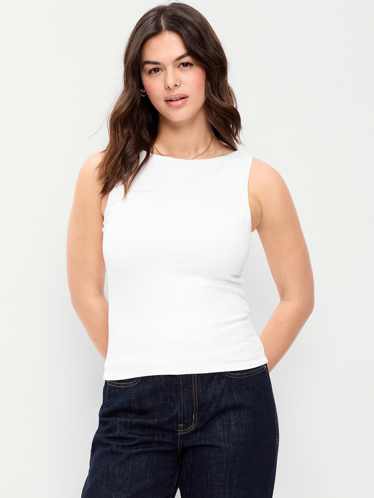 Hug Double-Layer Boat-Neck Top | Old Navy