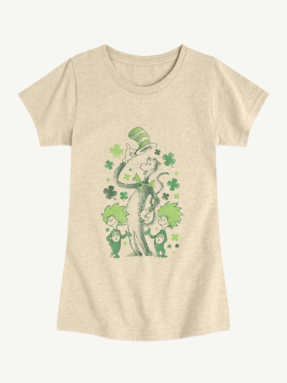 Dr Seuss Cat In The Hat Shamrocks Short Sleeve Graphic T-Shirt For