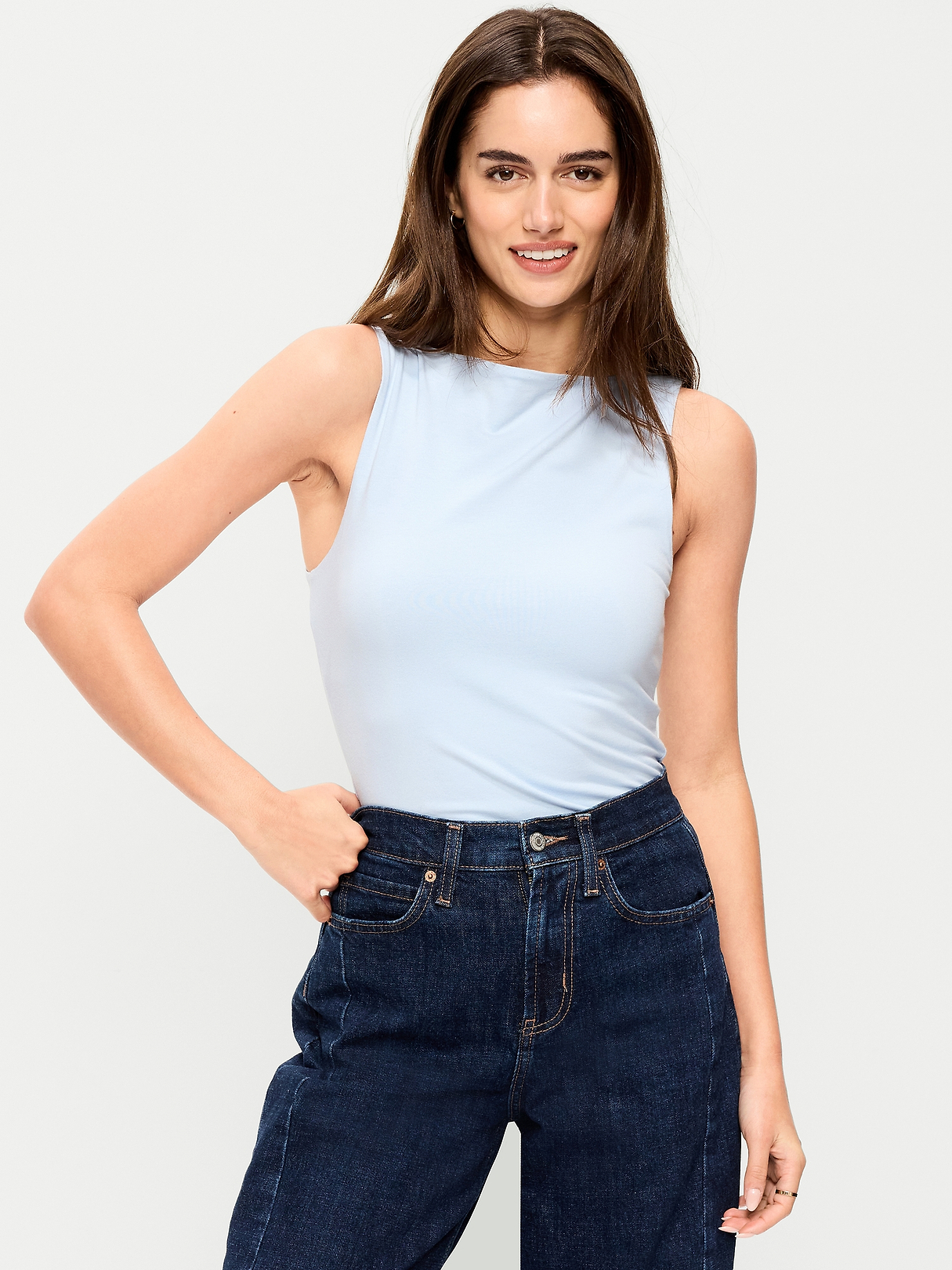 Hug Double-Layer Boat-Neck Top | Old Navy