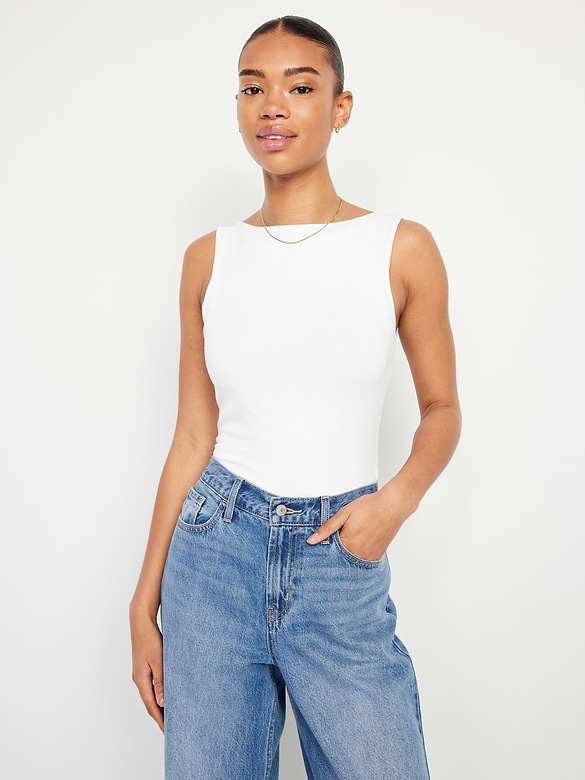 Hug Double-Layer Boat-Neck Top