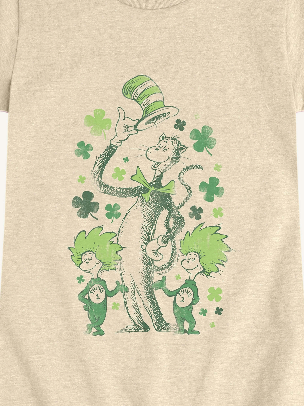 Dr Seuss Cat In The Hat Shamrocks Short Sleeve Graphic T-Shirt For