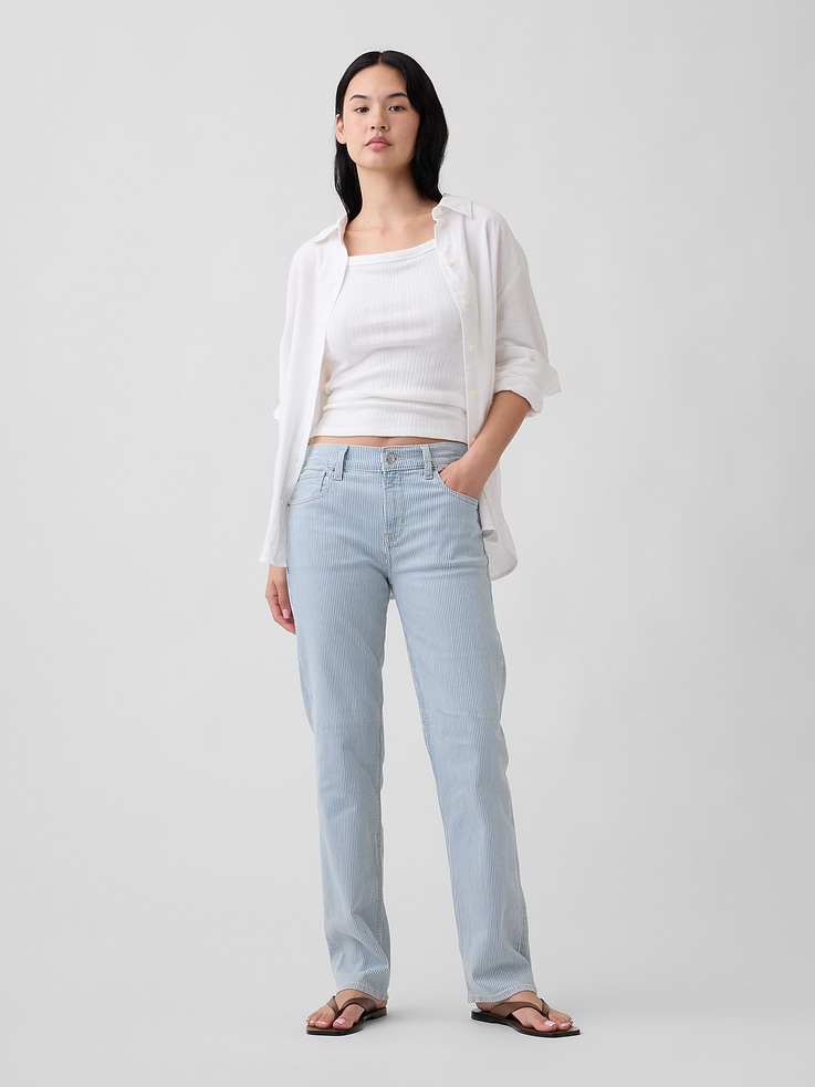 Image number 1 showing, Mid Rise Stripe '90s Slim Straight Jeans