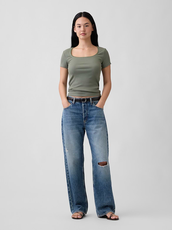 Ribbed Squareneck Top